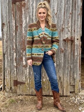 Lew Magram Collection New York Western Aztec Jacket - Size XL